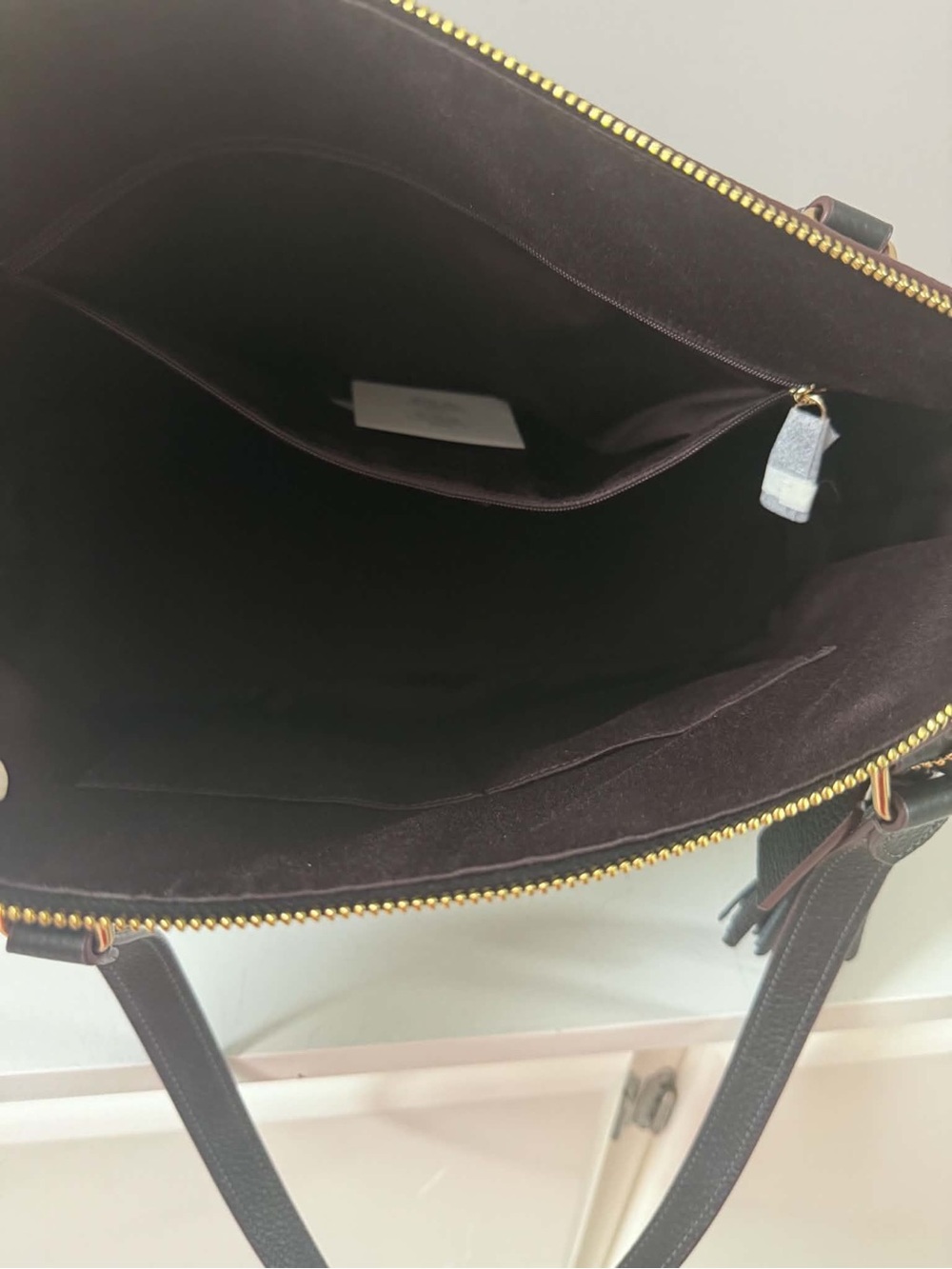 Coach Black Pebbled Leather Gallery Tote with Gold Hardware and Tassels - Picture 6 of 10